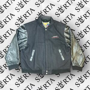 VTG 90s OGNER Motorcars Porche Ferrari Jeff Hamilton Wool Leather Jacket